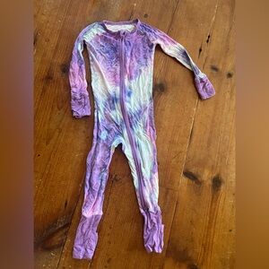 Little Sleepies purple watercolor footie 12-18m